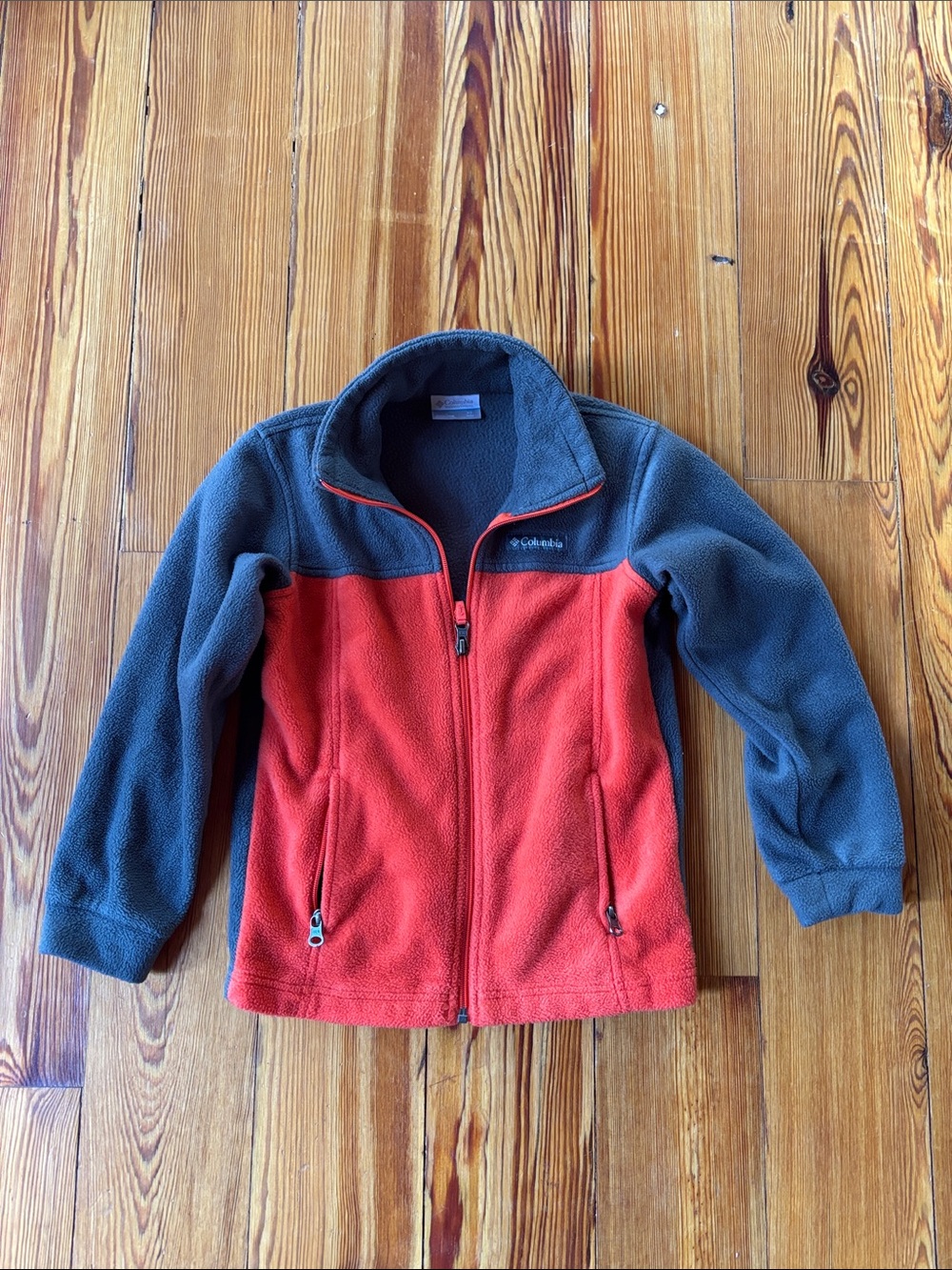 Columbia Orange and Gray Kids' Full-Zip Fleece Jacket Size XS